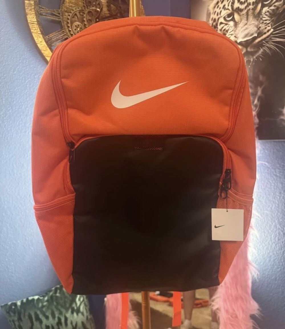 Nike Orange Black Men's Backpack Adjustable Strap Pockets Sports Casual